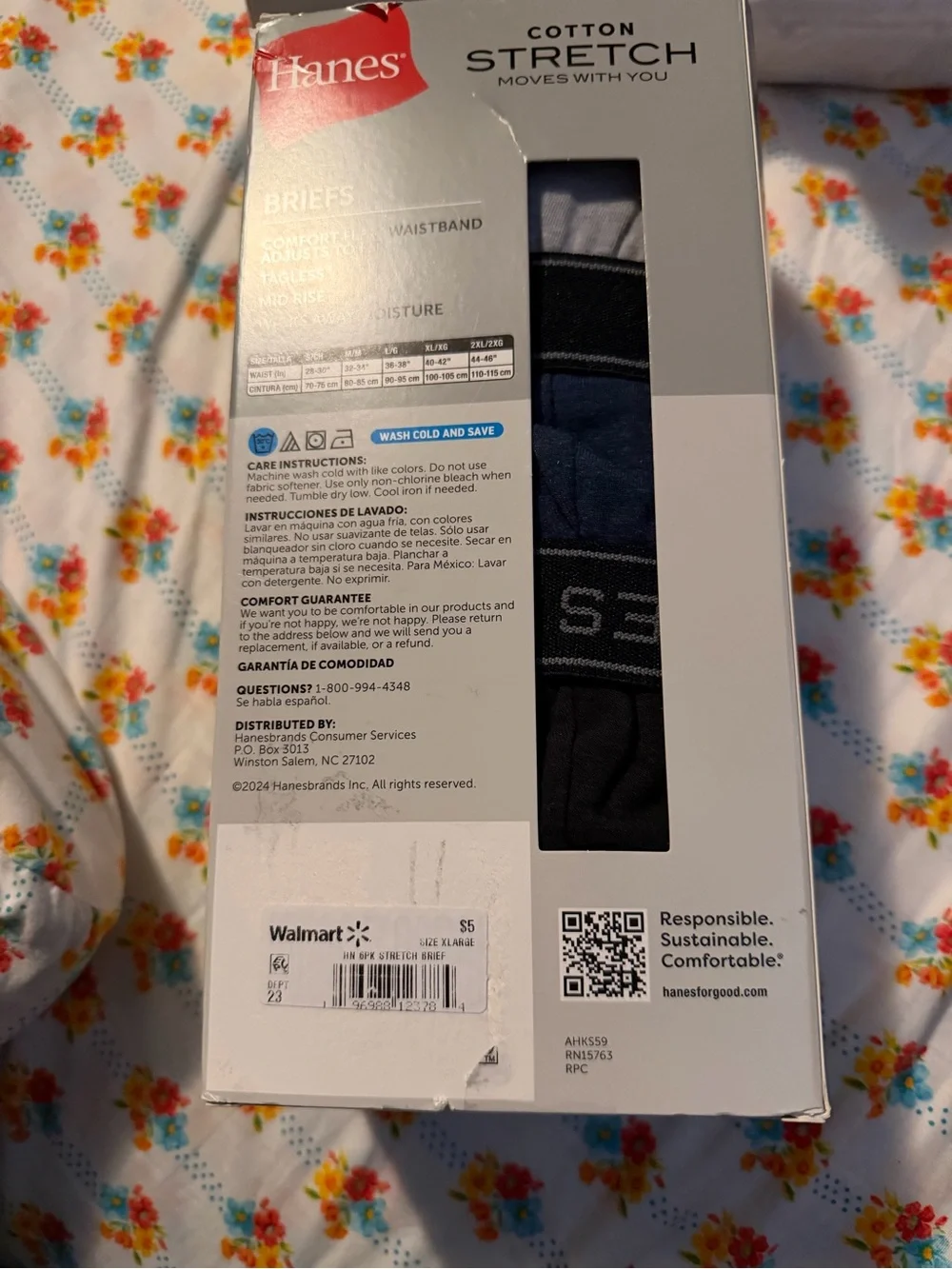 💜Hanes Men's Briefs 6-Pack, Cotton Stretch Underwear Size:Small(28-30)